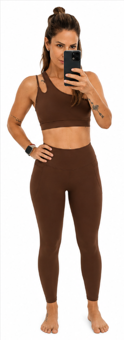 LEGGING LARGO CON BOLSILLOS - Marrón QMIRAS