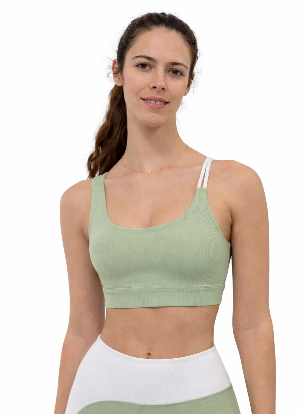 TOP SPORT RIBBED SOSTENIBLE VERDE/BLANCO