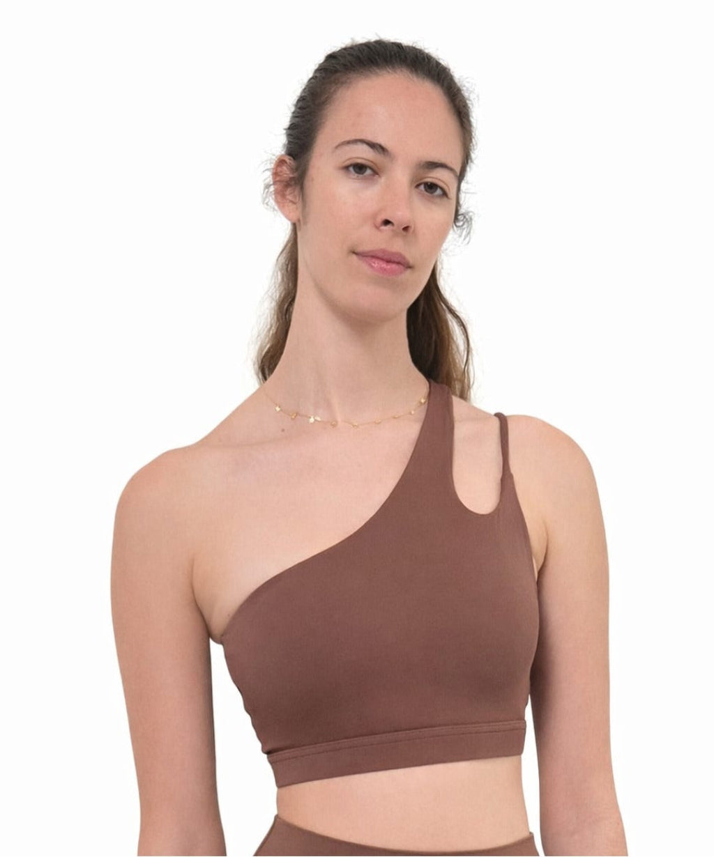 TOP DEPORTIVO ASIMÉTRICO MARRÓN